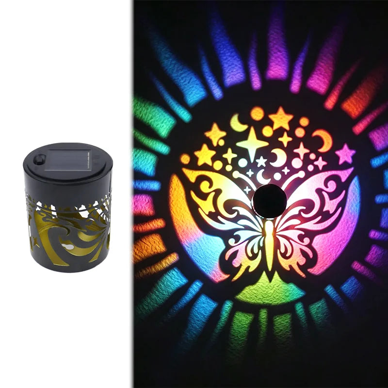 Solar Mandala Butterfly Wall Light Waterproof Outdoor Garden Fence Lamp