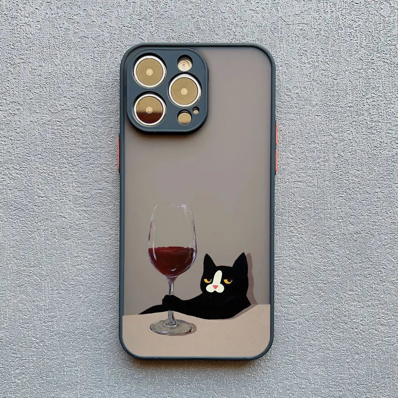 Funny Cat Phone Case for iPhone 11 12 13 14 15 16 17 Pro Max