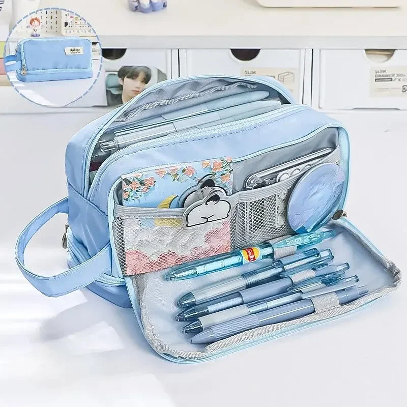 Large Capacity Pencil Case Macaron Color School Pen Bag
