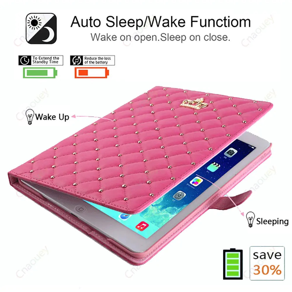 Lambskin Smart Stand Case For iPad 10th 9th Air 5 4 Pro 11 A16