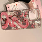 Cute Pink Floral Snake Case for iPhone 16 15 14 13 12 11 Pro Max Cover