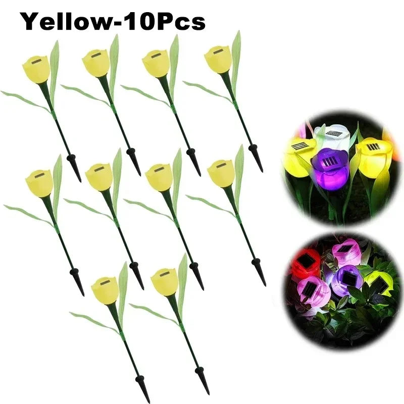 Solar Tulip Rose Flower Lights for Waterproof Garden Decor