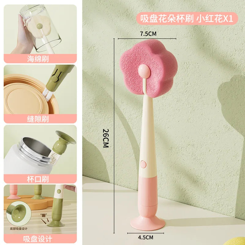 3-in-1 Bottle Cleaning Brush Suction Cup Brush