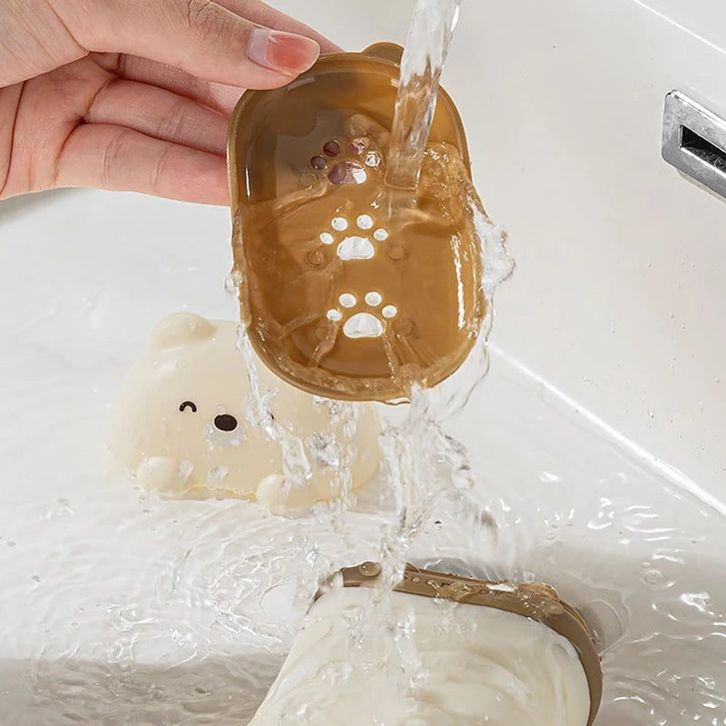 Cartoon Bear Soap Box – Waterproof Portable Travel & Bathroom Storage Case