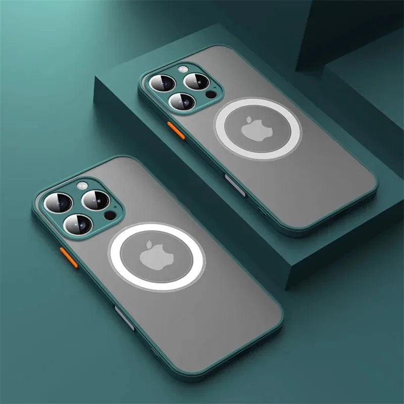 Luxury Armor Matte MagSafe Case for iPhone 12 13 14 15 16 17 Pro Max