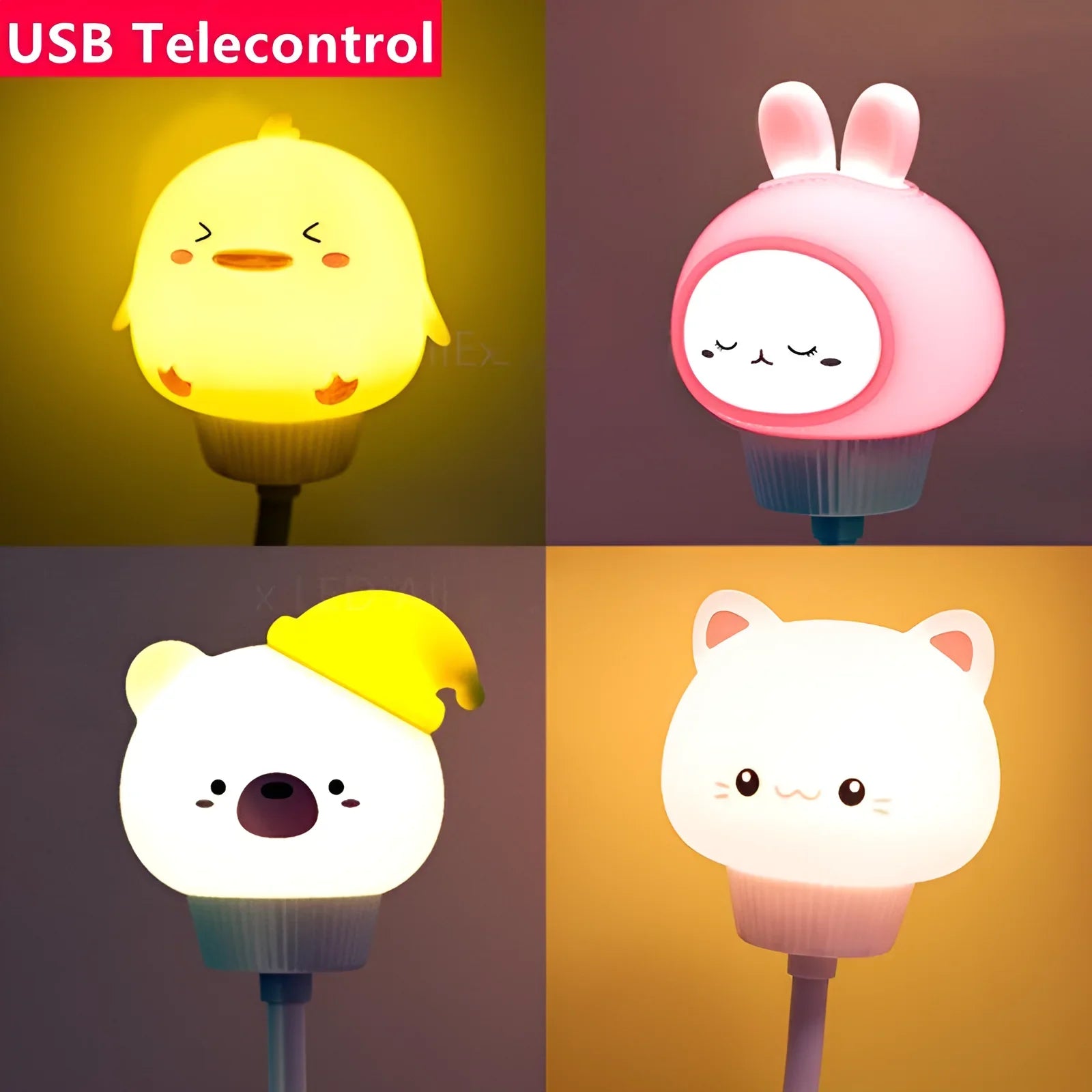 Cute Cartoon USB Night Light for Kids Bedroom Décor