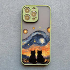 Black Cat Starry Night Case for iPhone 11 12 13 14 15 16 17 Pro Max