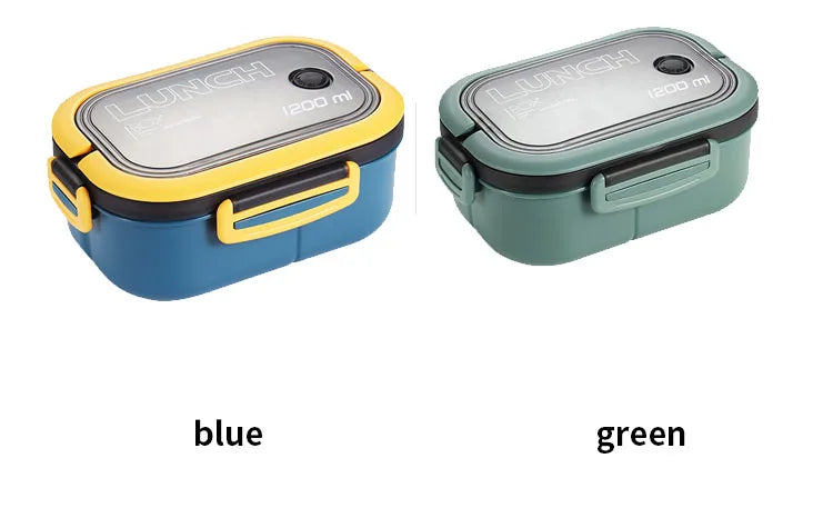 Portable Double Layer Lunch Box Microwave Safe Bento Food Container with Cutlery