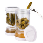Olive & Pickle Strainer Jar Airtight Flip Food Storage Container