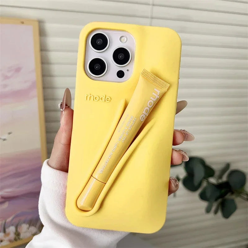 Lemontini Lip Gloss Holder Case for iPhone 17 16 15 14 13 12 Pro Max