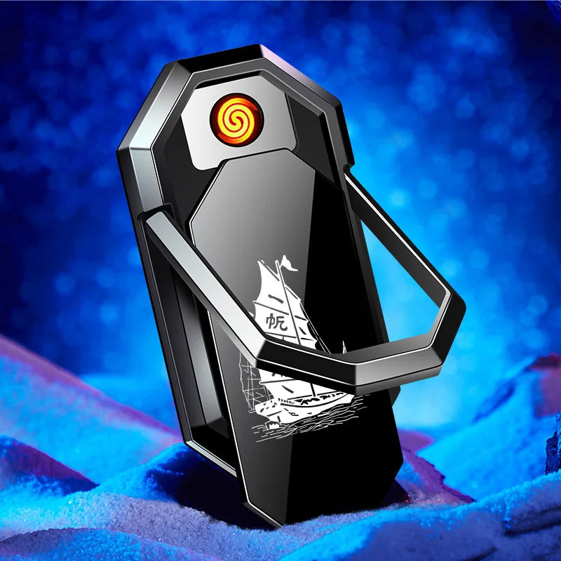 Phone Holder with Lighter - Portable USB Rechargeable Design