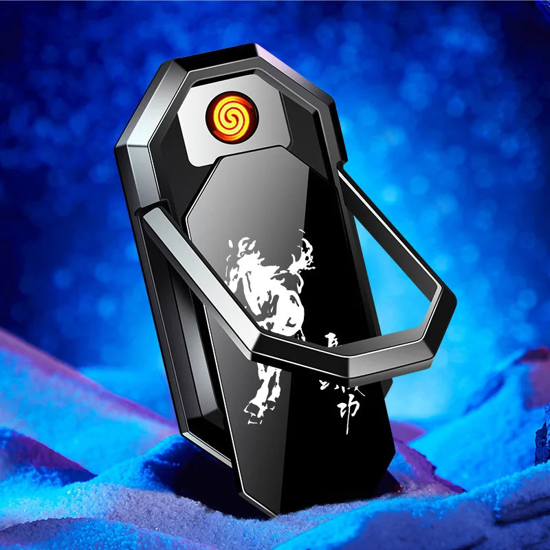 Phone Holder with Lighter - Portable USB Rechargeable Design