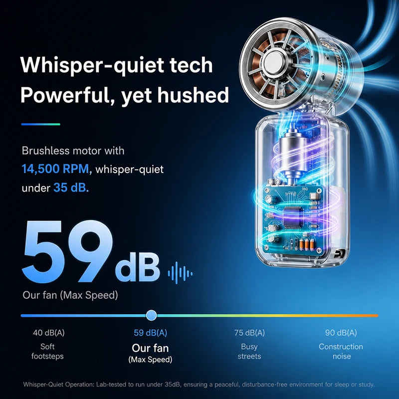 Portable Ice Cooling Fan UK 3000mAh 5-Speed USB Rechargeable