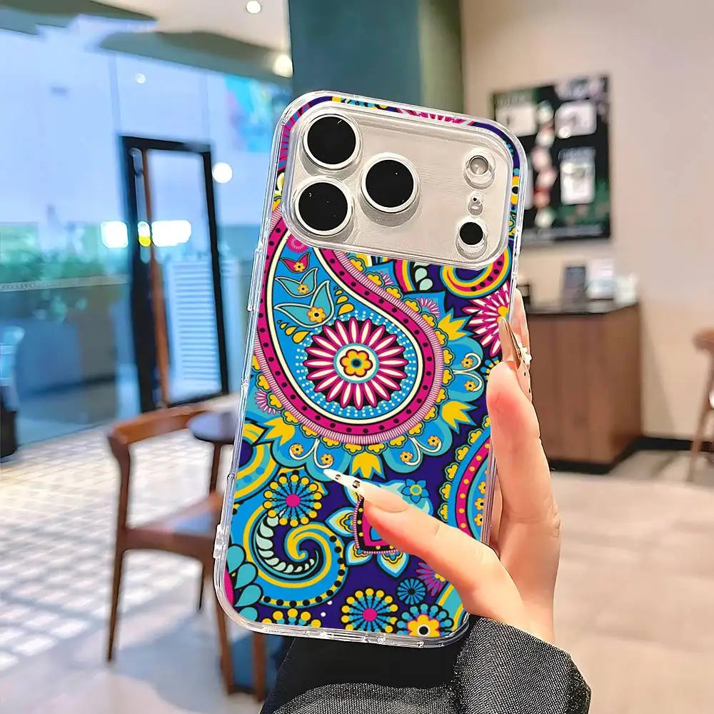 Indian Mandala Silicone Soft Case for iPhone 17 16 15 14 Pro Max Cover