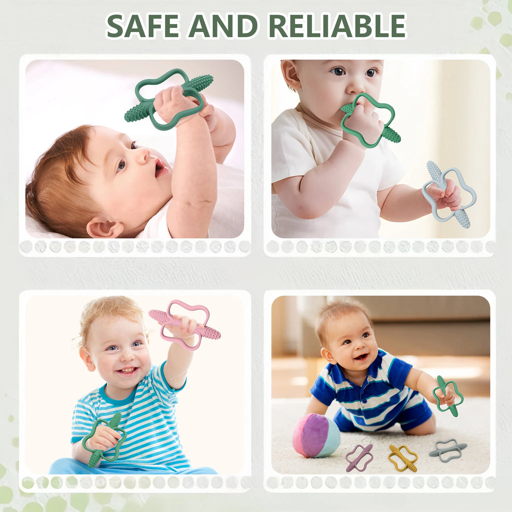 Baby Silicone Teether with Easy-Grip Handles BPA Free