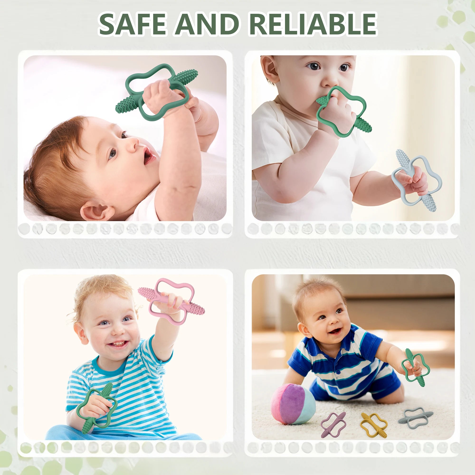 Baby Silicone Teether with Easy-Grip Handles BPA Free