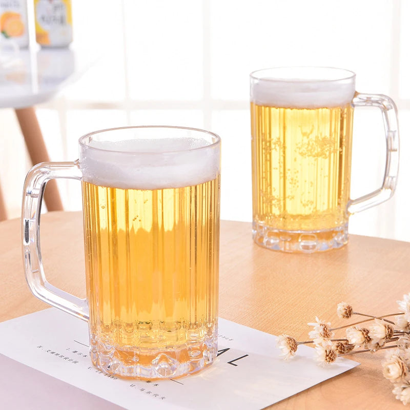 500ml Transparent Plastic Beer Mug Unbreakable Drink Cup