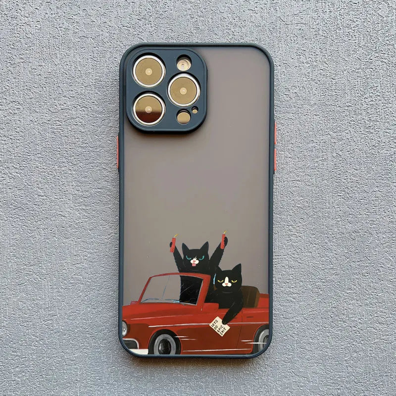 Funny Cat Phone Case for iPhone 11 12 13 14 15 16 17 Pro Max