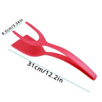 2 in 1 Nylon Grip Flip Tongs – Egg Spatula & Steak Turner Kitchen Tool
