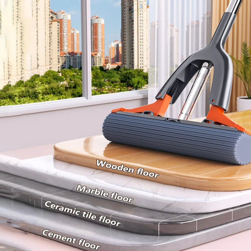 Mini Mop Self Squeeze Mop Powerful Folding Household Clean Tools No Hand Wash Strong Absorbent Mop for Bathroom Kitchen Desktop