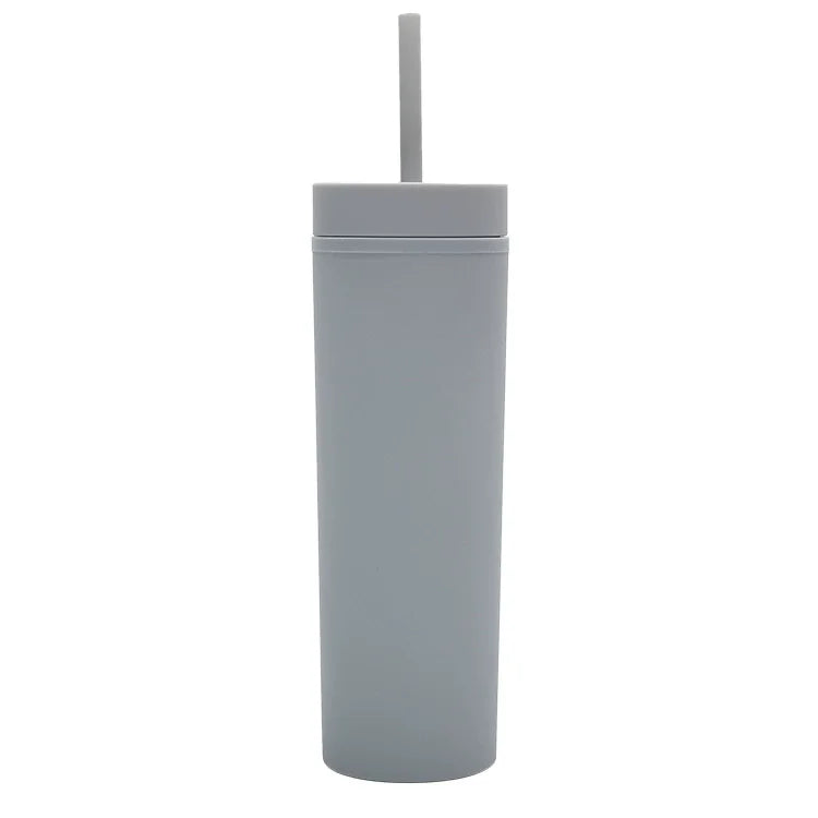Double Wall Skinny Tumbler 473ml/480ml Cup with Straw & Lid