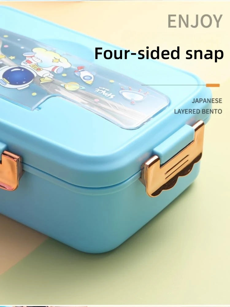 Cute Dinosaur Kids Lunch Box 3 Grid Bento Container for Students