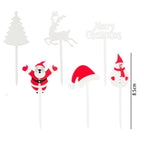 Christmas Fruit Fork Set Santa, Snowman & Elk Cupcake Toppers Decorations