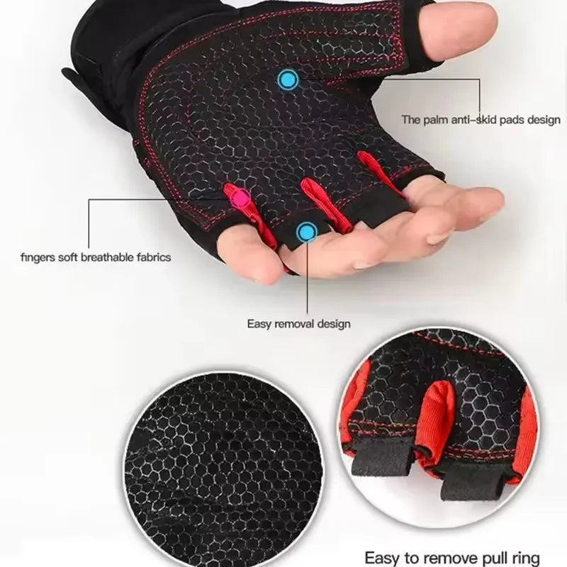 Fingerless Wrist Support Gloves Gym Cycling Fitness Anti Slip Gloves