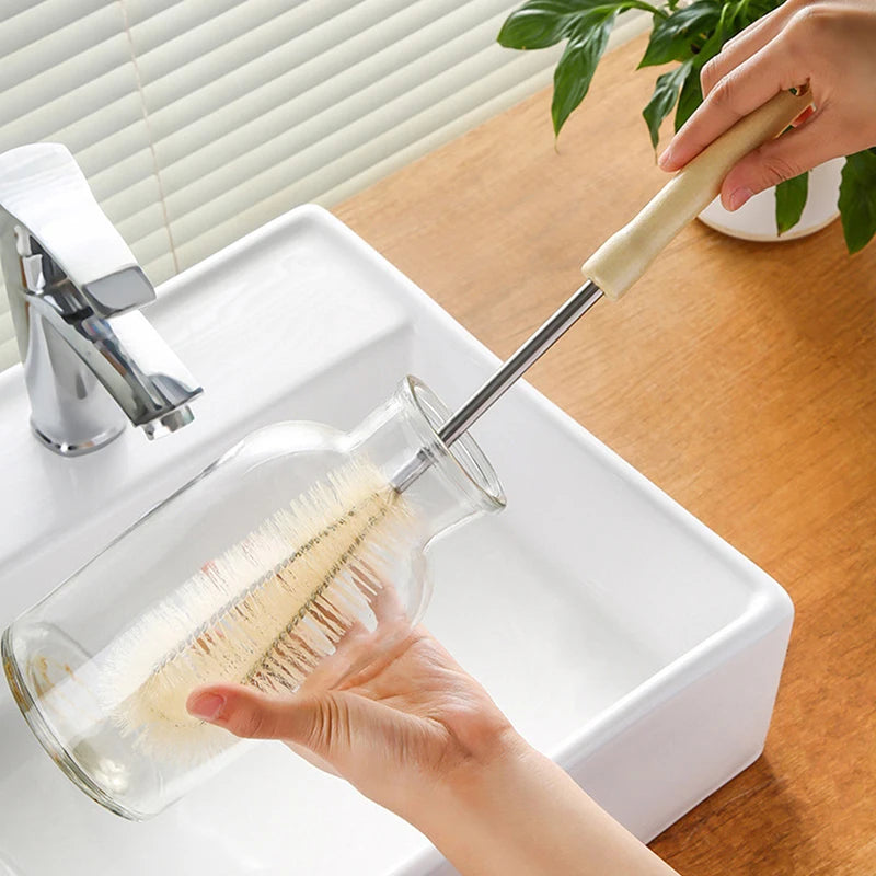 Wooden Bottle Cleaning Brush Long Handle Scrubber