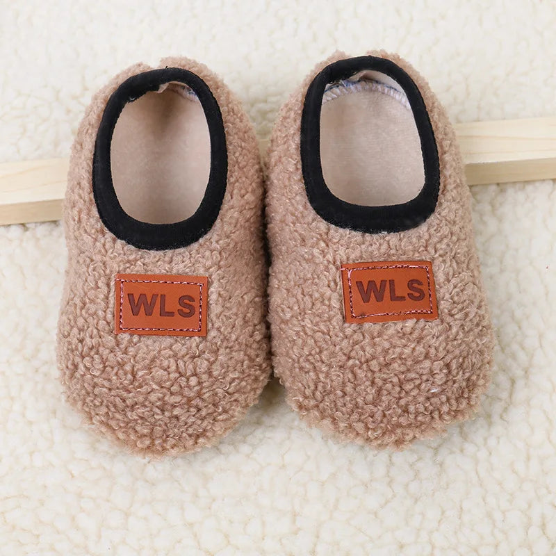 Autumn Winter Baby Slippers Plush Anti-Slip Sock Shoes for Kids