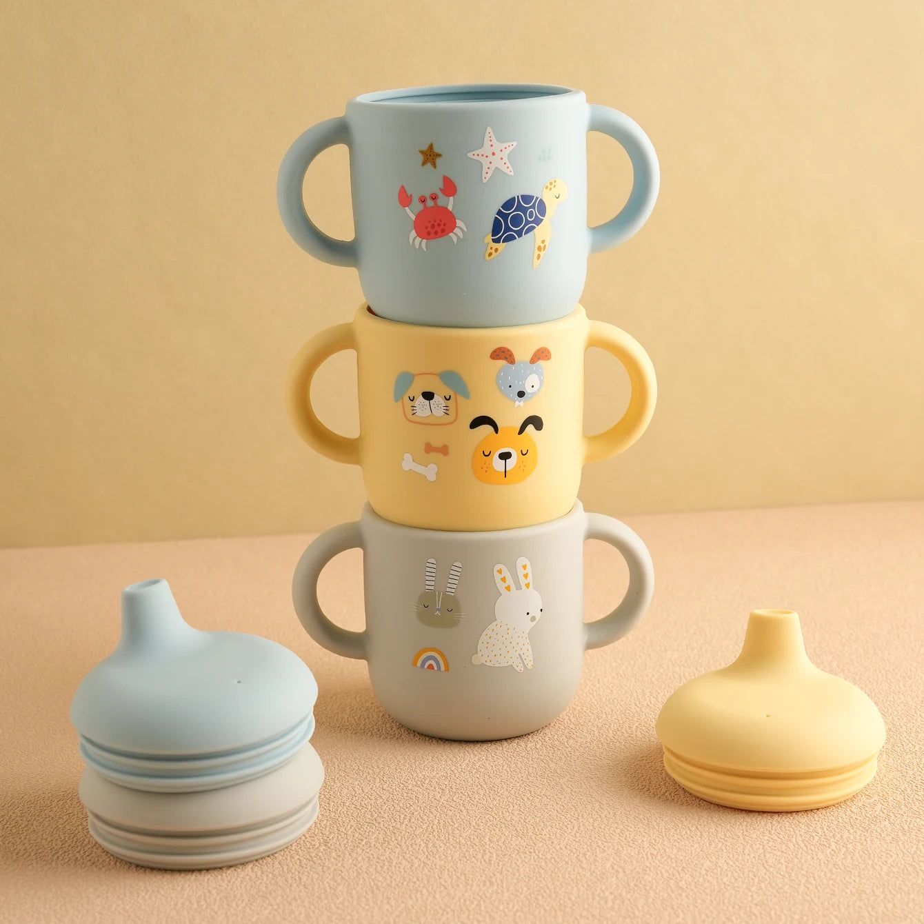 Cartoon Silicone Baby Feeding Cup Leakproof Training Cup