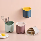Double Layer Cutlery Holder Drain Rack Organizer