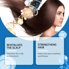 hair growth serum box packaging and roller tubes displayed for complete daily scalp restoration routine