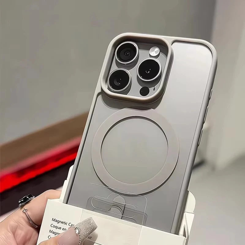 Natural Titanium MagSafe Case for iPhone 11 12 13 14 15 16 Pro Max