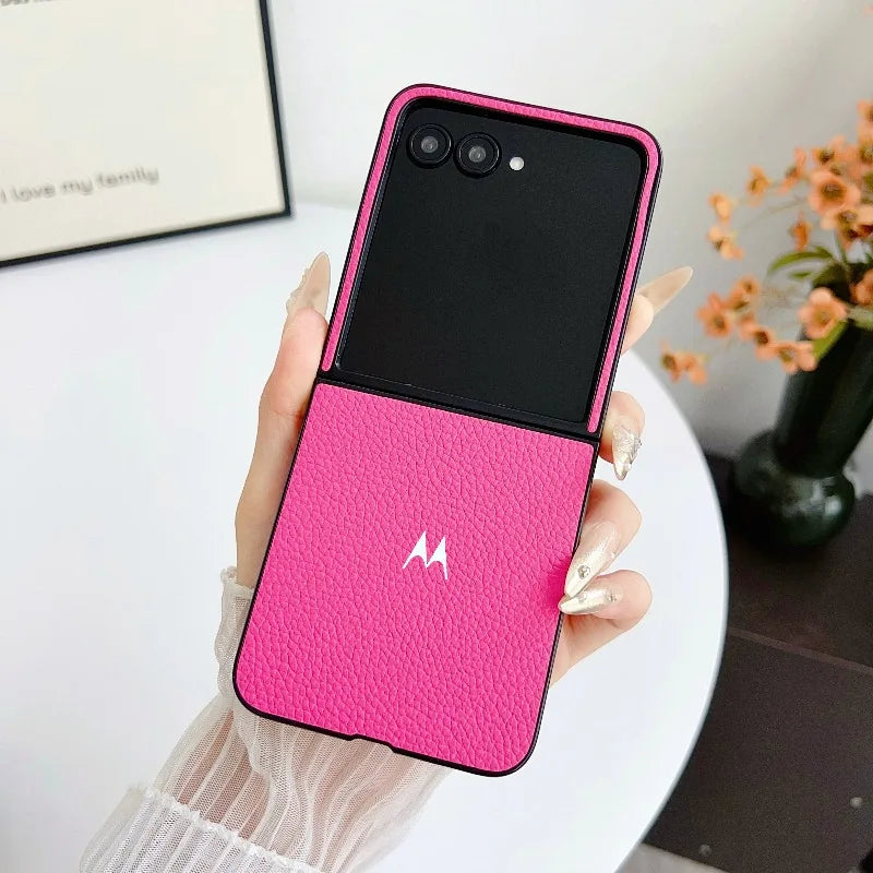 Leather Candy Color Flip Case for Motorola Razr 70 60 50 Ultra