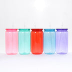 16oz Colorful Plastic Cup with Straw Reusable Drink Tumbler