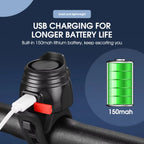 WEST BIKING USB Rechargeable Electric Bike Bell Safety Warning Horn