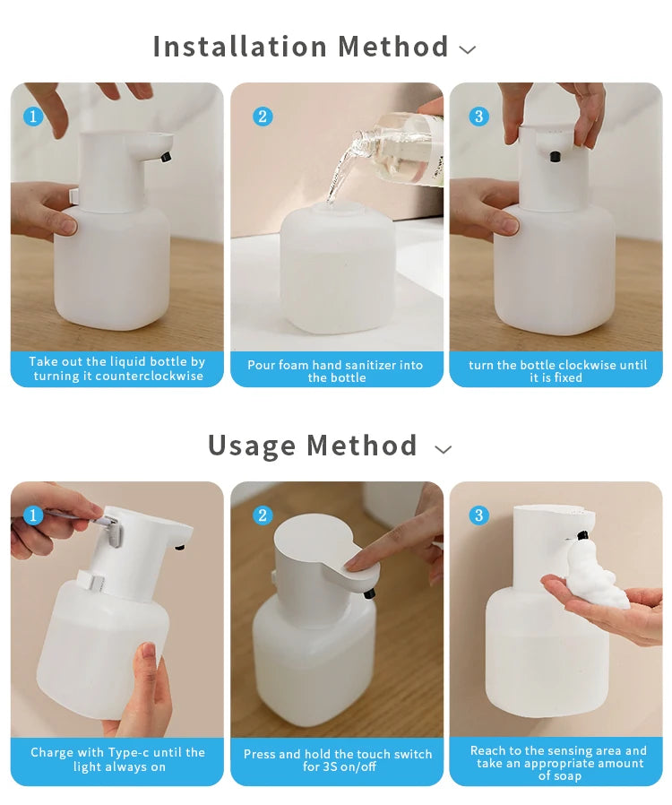 Wall Mounted Automatic Soap Dispenser 500ML Rechargeable Sensor Foam Dispenser