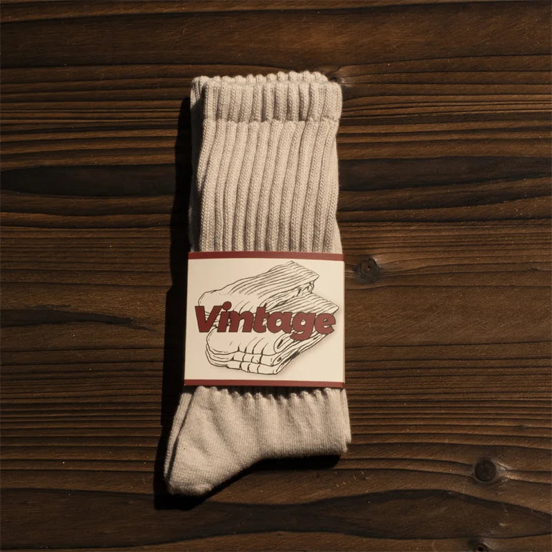 Men Vintage Thick Sports Socks Towel Bottom Casual Unisex