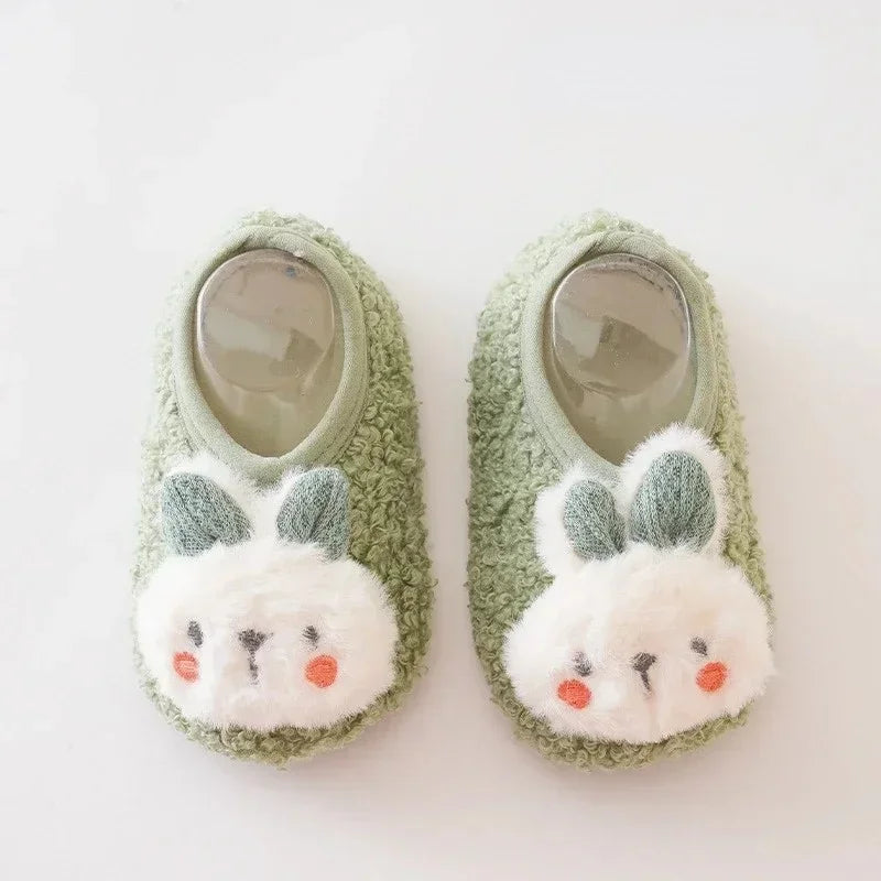 Cartoon Rabbit Baby Slippers Plush Warm Anti-Slip Toddler Shoes