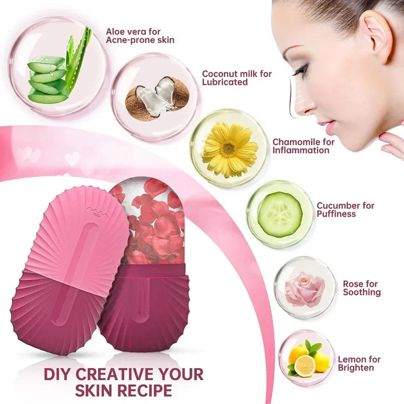 Ice Facial Roller Silicone Cube Eye Puffiness Shrink Pores Massage