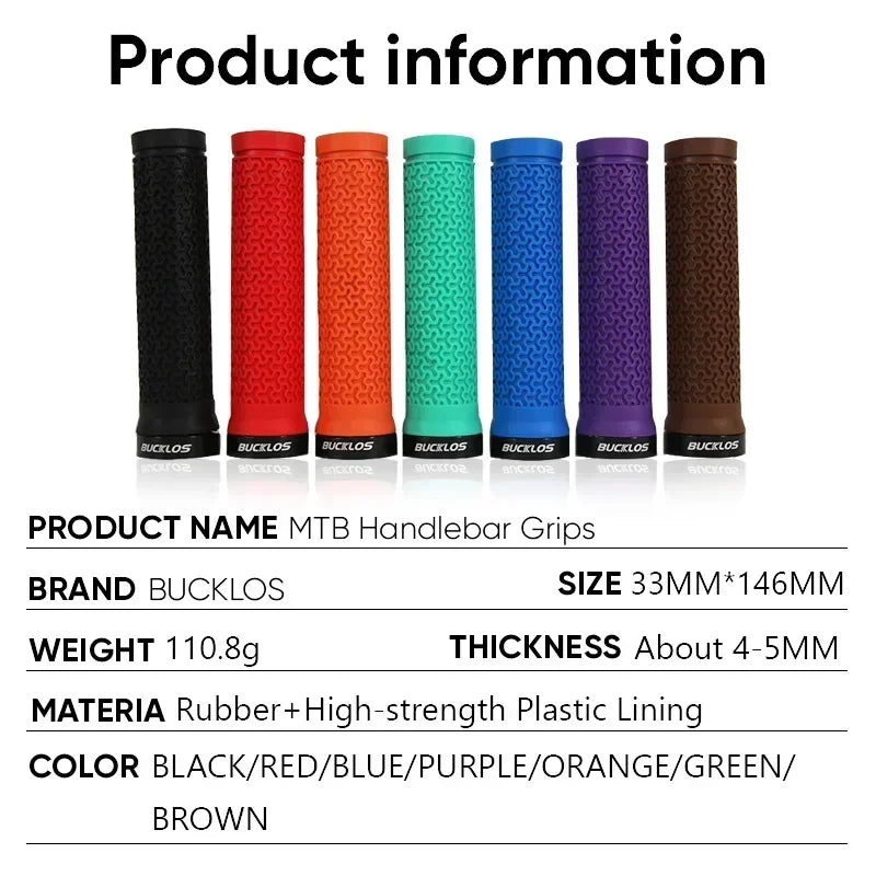 MTB Handlebar Grips Lock-On Anti-Slip Soft Rubber Shock Absorb