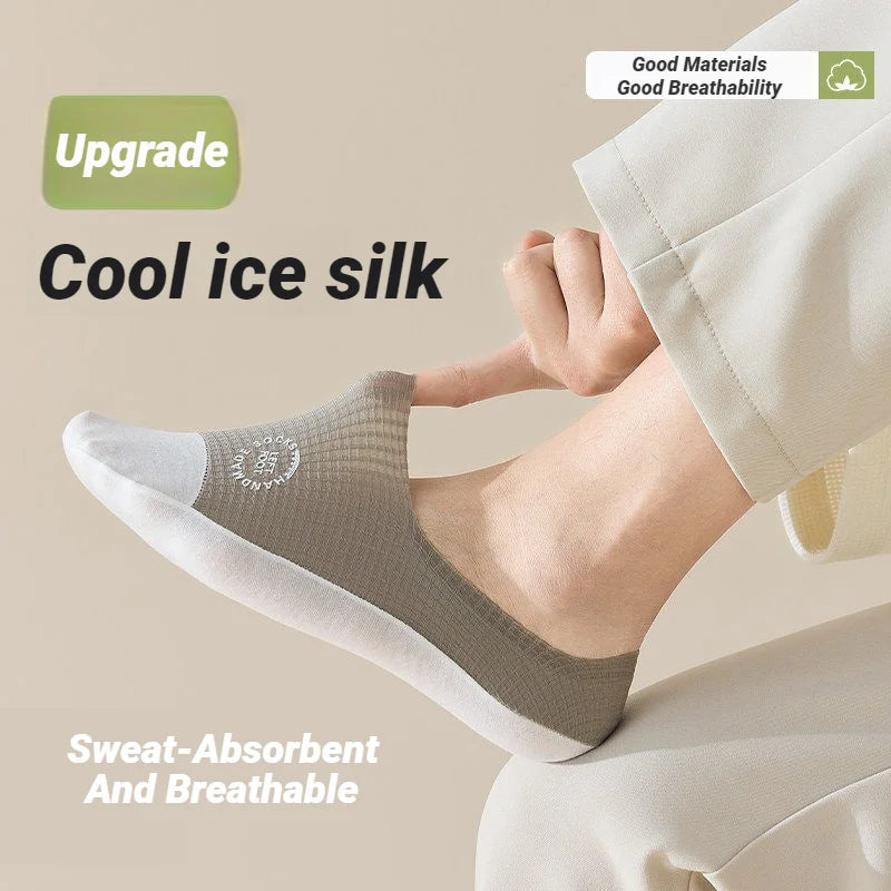 Men Invisible Socks Breathable Mesh Waffle No Show Summer Thin