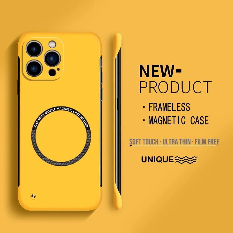 Magnetic Frameless Case for iPhone 15 14 13 12 11 Pro Max