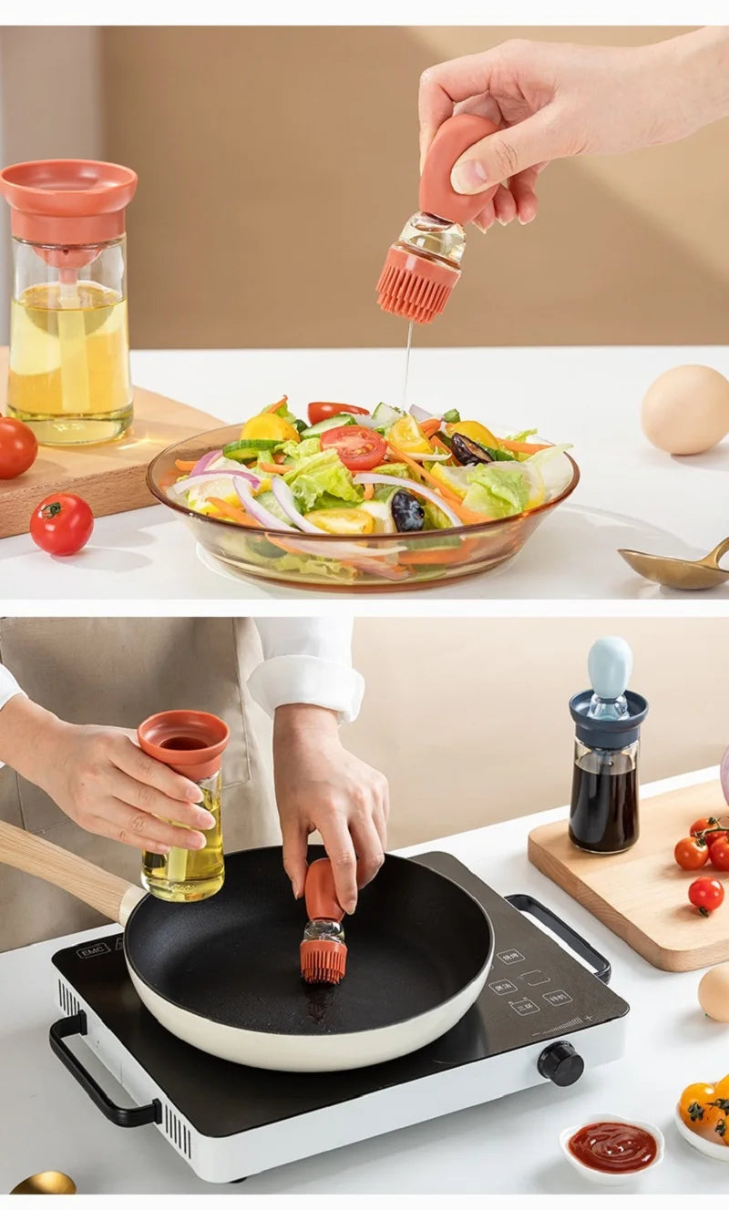 Portable Silicone Oil Bottle Brush BBQ Cooking & Baking Oil Dispenser