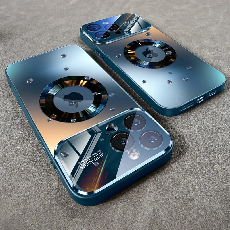 MagSafe Glass Camera Lens Case for iPhone 11 12 13 14 15 16 17 Pro Max