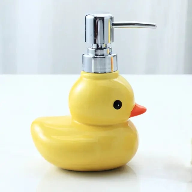 Ceramic Duck Soap Dispenser Cartoon Hand Wash & Shampoo Pump Bottle