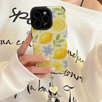 Yellow Lemon Floral Print Phone Case for IPhone 17 16 15 14 13 Pro Max