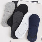 5 pairs mens no show socks made of breathable cotton featuring non slip silicone grip invisible boat socks in multicolor pack