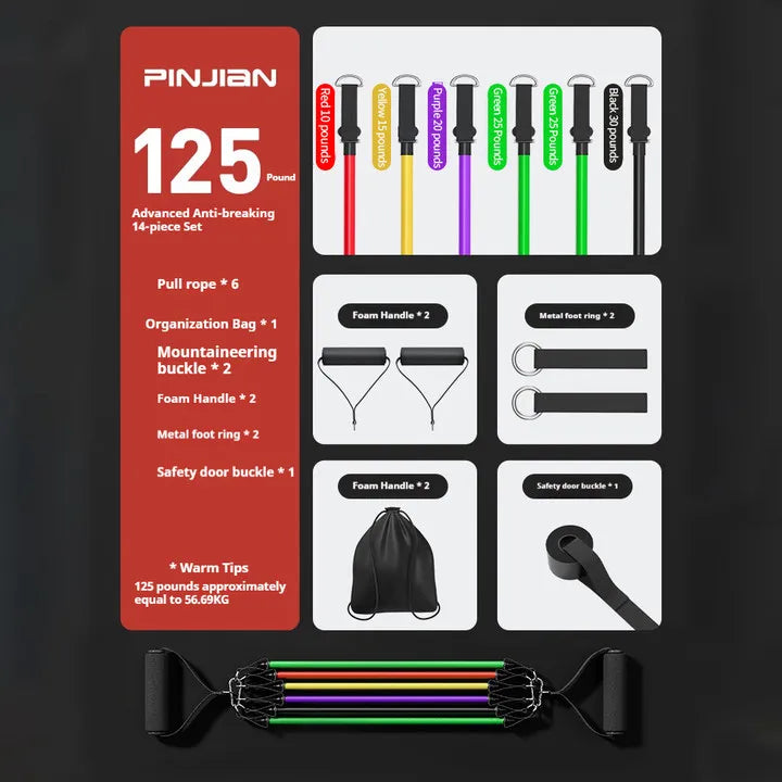 Pull Rope Resistance Bands Set Chest Expander Home Workout Gym